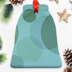 Teal Turquoise Blue Large Polka Dots Bell Ornament (two Sides) by SpinnyChairDesigns