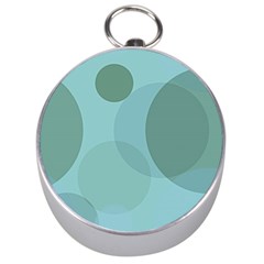 Teal Turquoise Blue Large Polka Dots Silver Compasses by SpinnyChairDesigns