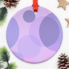 Purple Large Print Polka Dota Ornament (round) by SpinnyChairDesigns