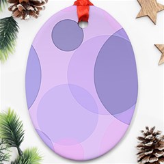 Purple Large Print Polka Dota Ornament (oval) by SpinnyChairDesigns