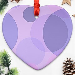 Purple Large Print Polka Dota Ornament (heart) by SpinnyChairDesigns