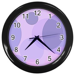 Purple Large Print Polka Dota Wall Clock (black) by SpinnyChairDesigns