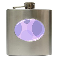 Purple Large Print Polka Dota Hip Flask (6 Oz) by SpinnyChairDesigns