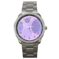 Purple Large Print Polka Dota Sport Metal Watch by SpinnyChairDesigns