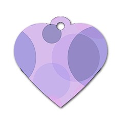 Purple Large Print Polka Dota Dog Tag Heart (one Side) by SpinnyChairDesigns