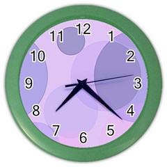 Purple Large Print Polka Dota Color Wall Clock by SpinnyChairDesigns