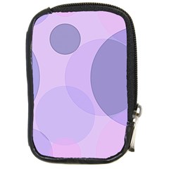 Purple Large Print Polka Dota Compact Camera Leather Case by SpinnyChairDesigns