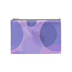 Purple Large Print Polka Dota Cosmetic Bag (medium) by SpinnyChairDesigns