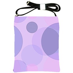 Purple Large Print Polka Dota Shoulder Sling Bag by SpinnyChairDesigns