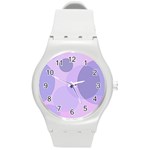 Purple Large Print Polka Dota Round Plastic Sport Watch (M) Front