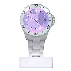 Purple Large Print Polka Dota Plastic Nurses Watch by SpinnyChairDesigns