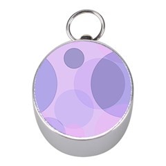 Purple Large Print Polka Dota Mini Silver Compasses by SpinnyChairDesigns