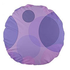 Purple Large Print Polka Dota Large 18  Premium Flano Round Cushions by SpinnyChairDesigns