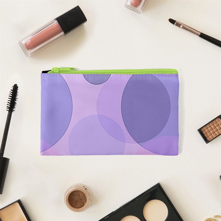 Purple Large Print Polka Dota Cosmetic Bag (XS)