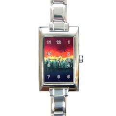 Rainbow Landscape Rectangle Italian Charm Watch by robinyukiko