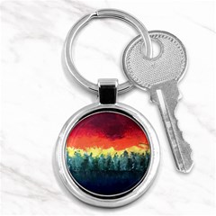 Rainbow Landscape Key Chain (round) by robinyukiko