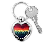 Rainbow Landscape Key Chain (Heart) Front