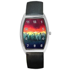 Rainbow Landscape Barrel Style Metal Watch by robinyukiko