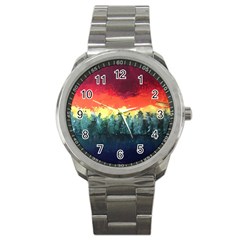 Rainbow Landscape Sport Metal Watch by robinyukiko