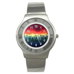 Rainbow Landscape Stainless Steel Watch by robinyukiko