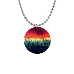 Rainbow Landscape 1  Button Necklace by robinyukiko