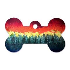 Rainbow Landscape Dog Tag Bone (one Side)