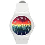 Rainbow Landscape Round Plastic Sport Watch (M) Front