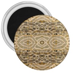 Ecru And Brown Intricate Pattern 3  Magnets by SpinnyChairDesigns