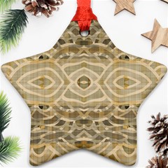 Ecru And Brown Intricate Pattern Ornament (star) by SpinnyChairDesigns