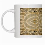 Ecru and Brown Intricate Pattern White Mugs Left