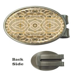 Ecru And Brown Intricate Pattern Money Clips (oval)  by SpinnyChairDesigns