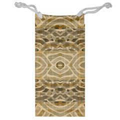 Ecru And Brown Intricate Pattern Jewelry Bag by SpinnyChairDesigns