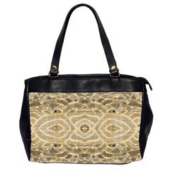 Ecru And Brown Intricate Pattern Oversize Office Handbag (2 Sides) by SpinnyChairDesigns