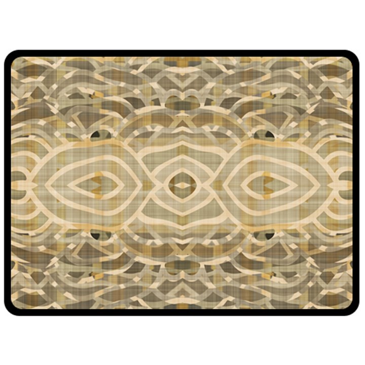 Ecru and Brown Intricate Pattern Fleece Blanket (Large) 