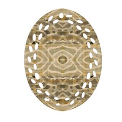 Ecru And Brown Intricate Pattern Ornament (oval Filigree) by SpinnyChairDesigns