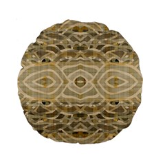 Ecru And Brown Intricate Pattern Standard 15  Premium Round Cushions by SpinnyChairDesigns