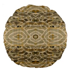 Ecru And Brown Intricate Pattern Large 18  Premium Round Cushions by SpinnyChairDesigns