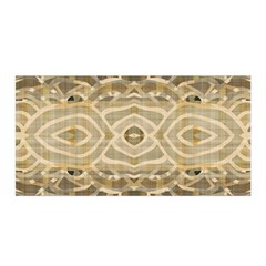 Ecru And Brown Intricate Pattern Satin Wrap by SpinnyChairDesigns