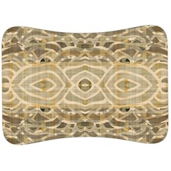 Ecru And Brown Intricate Pattern Velour Seat Head Rest Cushion by SpinnyChairDesigns