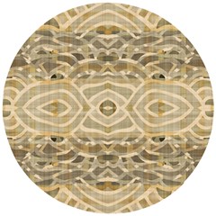 Ecru And Brown Intricate Pattern Wooden Puzzle Round by SpinnyChairDesigns