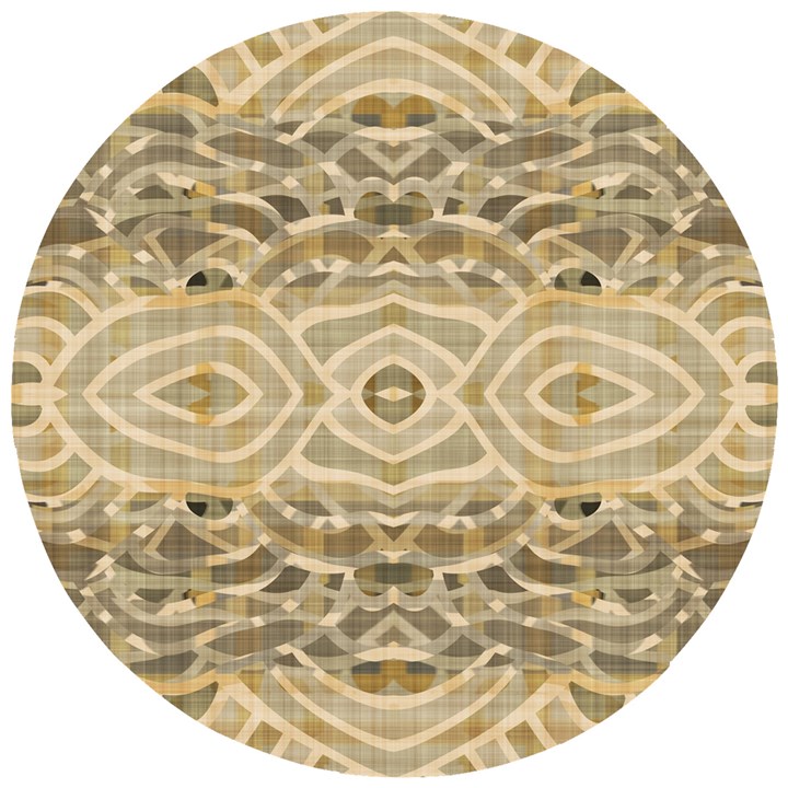 Ecru and Brown Intricate Pattern Wooden Puzzle Round