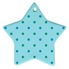 Blue Teal Green Polka Dots Ornament (star) by SpinnyChairDesigns