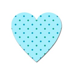 Blue Teal Green Polka Dots Heart Magnet by SpinnyChairDesigns