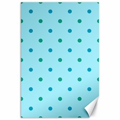 Blue Teal Green Polka Dots Canvas 20  x 30 