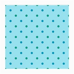 Blue Teal Green Polka Dots Medium Glasses Cloth (2 Sides) by SpinnyChairDesigns