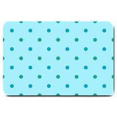 Blue Teal Green Polka Dots Large Doormat 