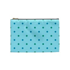 Blue Teal Green Polka Dots Cosmetic Bag (Medium)