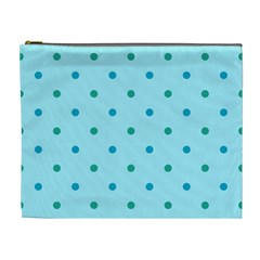 Blue Teal Green Polka Dots Cosmetic Bag (XL)