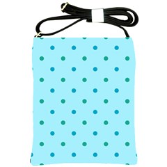 Blue Teal Green Polka Dots Shoulder Sling Bag