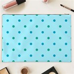 Blue Teal Green Polka Dots Cosmetic Bag (XXL) Back